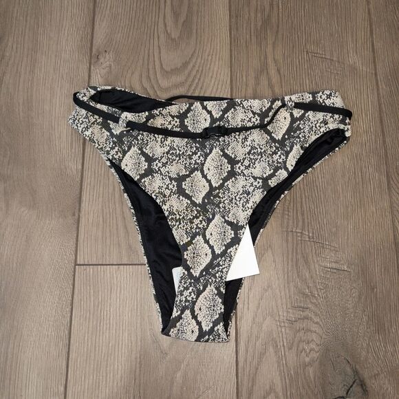 NWT Andie Black Snakeskin The Rivera High Waisted Swimsuit Bottoms Size Medium - Picture 2 of 5